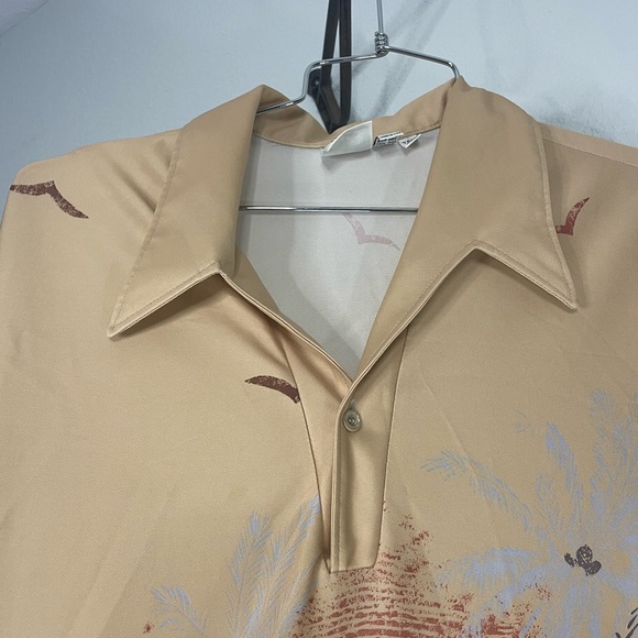 VTG Spire California tan polyester polo w/ tropical design sz Tall XXL - Picture 4 of 11